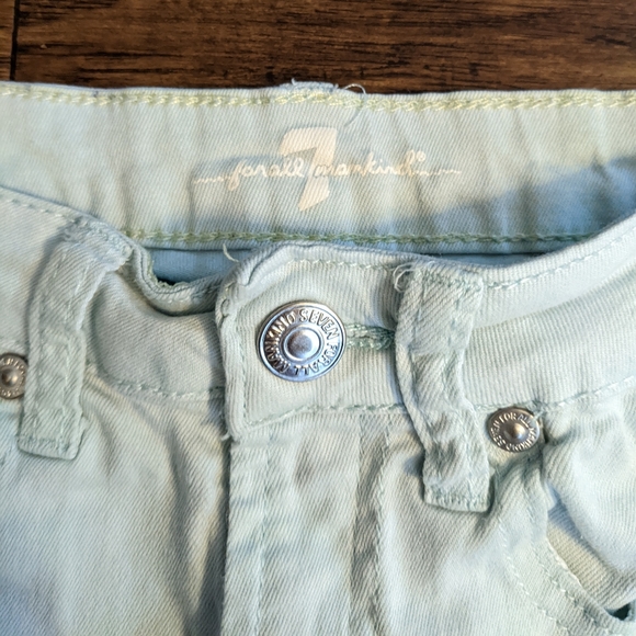 7 for all mankind Girls Size 10 Light Blue denim shorts cuffed - Picture 3 of 7